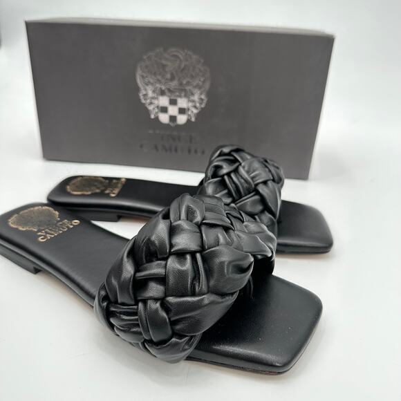 VINCE CAMUTO New in Box Antonni Black Leather Slide Sandal //  6.5 - Picture 6 of 14